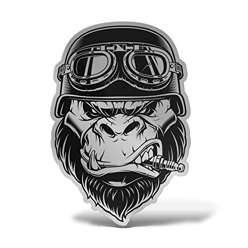 Erreinge® Aufkleber Silber 12 cm Gorilla Sticker bedruckt für Auto Motorrad Wand Stoßstange Computer tragbar Fahrrad von erreinge