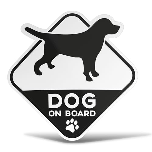 Erreinge 12cm geformte Aufkleber - Hund 'Hund an Bord' - Vinyl-Aufkleber für Glas, Kunststoff, Metall - Schwarz, Cartoon, Wetterfest von erreinge