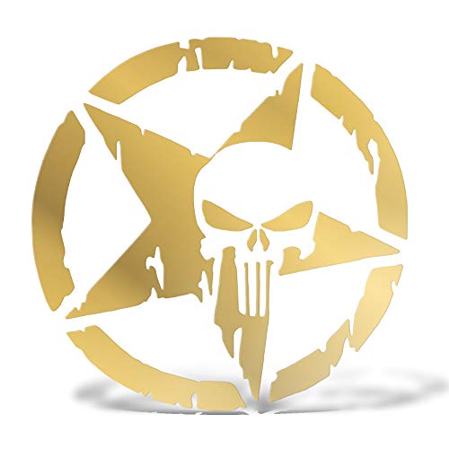 Erreinge Aufkleber Schädel-Gold Star Militärarmee-Schriftzug in PVC-Wandwand-Aufkleber für Helm Auto Moto Camper Laptop - 35 Cm von erreinge