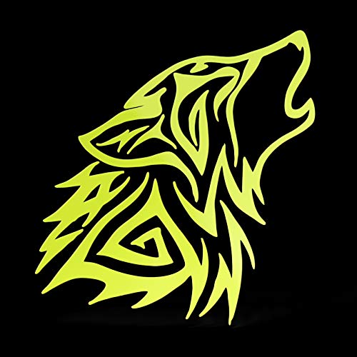 Erreinge Aufkleber Stammes- Wolf Fluorescent Yellow rechtser Schriftzug PVC für Abziehbild Tapete Auto Moto Helm Camper Laptop - 25 cm von erreinge