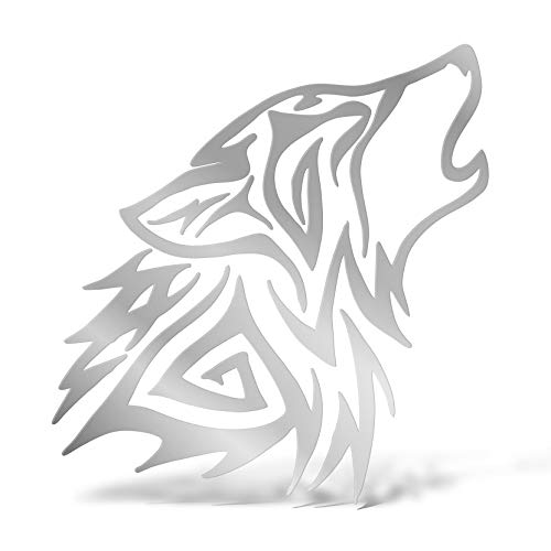 Erreinge Aufkleber Stammes- Wolf Silber Recht Schriftzug In PVC-Wandwand-Aufkleber für Helm Auto Moto Camper Laptop - 20 Cm von erreinge