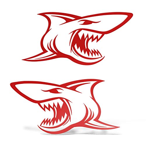 Erreinge Aufkleber X2 Red Shark In PVC Schriftzug Für Abziehbild Tapete Auto Moto Helm Camper Laptop - 25 cm von erreinge