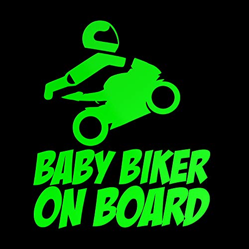 Erreinge Aufkleber prespaced Fluogrün 15cm - Biker Baby On Board - Vinyl-Aufkleber Aufkleber Aufkleber Mural Laptop Auto Moto Helm Camper von erreinge