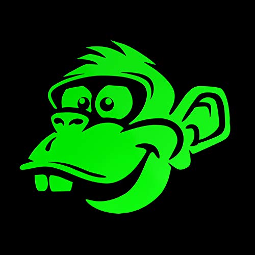 Erreinge Aufkleber prespaced Fluogrün 15cm - Monkey Monkey - Vinyl-Aufkleber Aufkleber Aufkleber Mural Laptop Auto Moto Helm Camper von erreinge