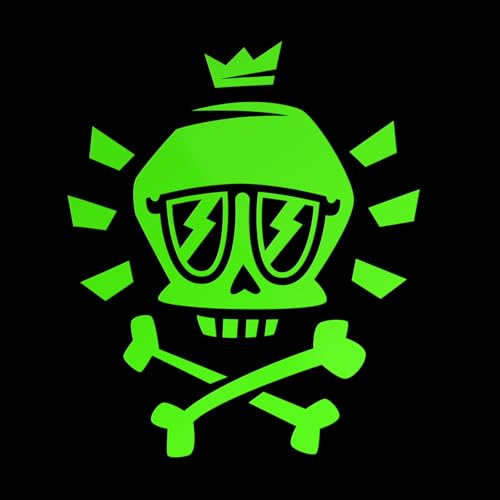 Erreinge Sticker Piraten-Schädel Green Fluorescent Schriftzug In PVC-Wandwand-Aufkleber für Helm Auto Moto Camper Laptop - 12 Cm von erreinge