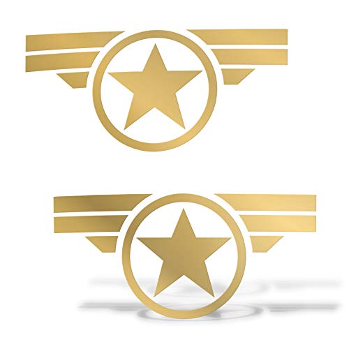 Erreinge X2 Aufkleber prespaced Gold-35Cm - Star Military Army Jeep 4X4 - Vinyl-Aufkleber Aufkleber Aufkleber Mural Laptop Auto Moto Helm Camper von erreinge