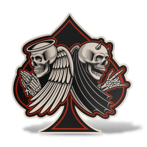 Erreinge X2 geformter Aufkleber 35Cm - Ace Of Spades Schädel Engel - Aufkleber Aufkleber Wandvinyl Aufkleber Laptop Auto Moto Helm Camper von erreinge