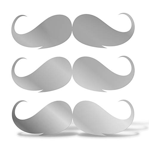 Erreinge X3 Aufkleber prespaced Silber 12Cm - Schnurrbart-Schnurrbart Retro Vintage Barber Shop - Vinyl-Aufkleber Aufkleber Aufkleber Mural Laptop Auto Moto Helm Camper von erreinge