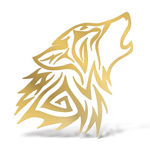 Erreinge Aufkleber Wolf Tribal Gold-Dx Schriftzug In PVC-Wandwand-Aufkleber für Helm Auto Moto Camper Laptop - 12 Cm von erreinge