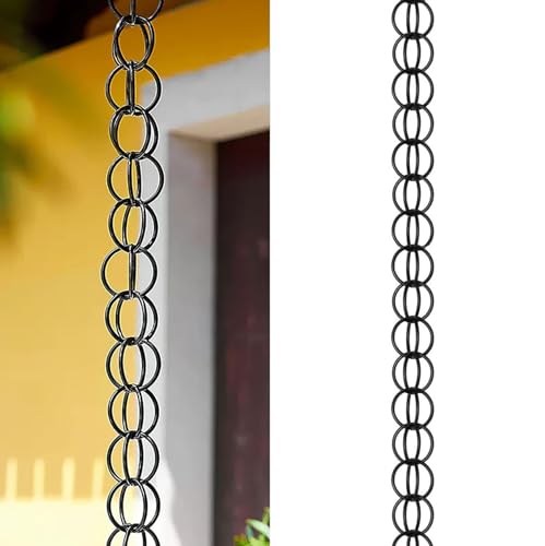 errtsdb Regenkette Dachrinne, Hängende Regenkette für den Außenbereich, Ring-Regenkette, praktische und stilvolle, für Dachrinnen und Fallrohre, 6.5m(21.4ft) Schwarz von errtsdb