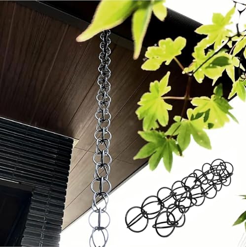 errtsdb Regenwasserkette Regenablaufkette, Dekorative Regenkette aus Metall mit Doppelschlaufen; Dekorativer Regenkette, Einfache Installation, für Dachrinnen-Fallrohre, 3.5m(11.5ft) Dunkelbraun von errtsdb