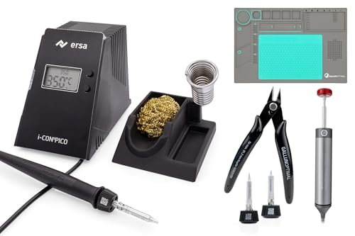 ERSA i-CON PICO MK2 Lötstation 80 Watt 150-450°C digitale Lötstation mit federleichtem und ergonomischem i-TOOL PICO MK2 Lötkolben mit TIP`N TURN Wechsel + 1,6 mm Lötspitze mit 5-tlg. STARTER-SET von ersa