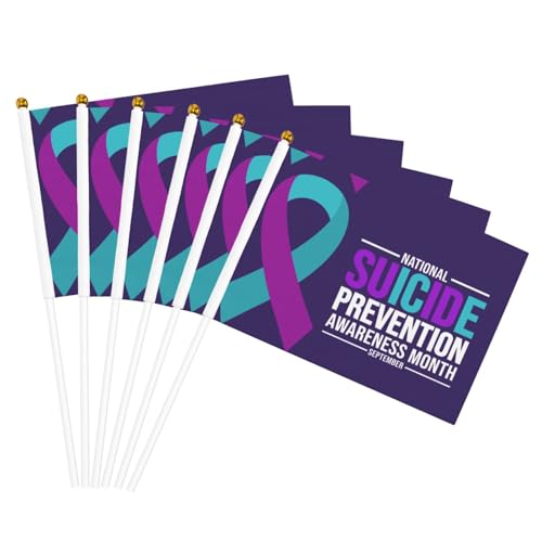 Suicide Prevention Awareness Month Purple Ribbon Small Flag on Stick 5x8 Handheld Double Sided Mini Garden Flags Sign for Parade Party Decorations Festival Celebration 6 pcs Suicide Prevention Awareness Month Purple Ribbon Small Flag on Stick 5x8 Handheld Double Sided Mini Garden Flags Sign for Parade Party Decorations Festival Celebration 6 pcs von ertquji
