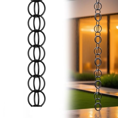 eryssgbf Regenfallrohr-Fangkette, Regenkette, Dekoration, Metall-Doppelschlaufe, Dachrinne, Ringregenkette, Regenketten für Haustraufen, Garten, Veranda und Terrasse5m(16.5ft) von eryssgbf