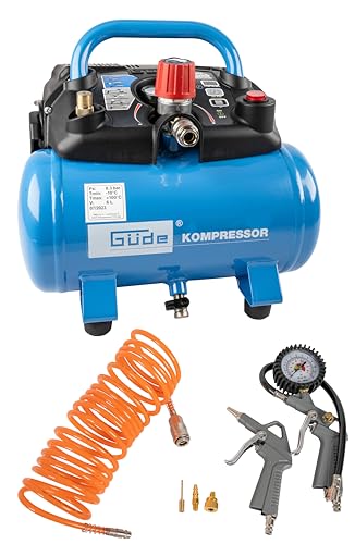 Güde Kompressor Airpower 190/08/6 (olfrei und wartungsarm, max. 8 bar, 1100 W, Kessel 6 l, eff. Liefermenge 145l/min, Druckminderer, Kesseldruckmanometer, Sicherheitsventil & Wasserablassschraube) von Güde