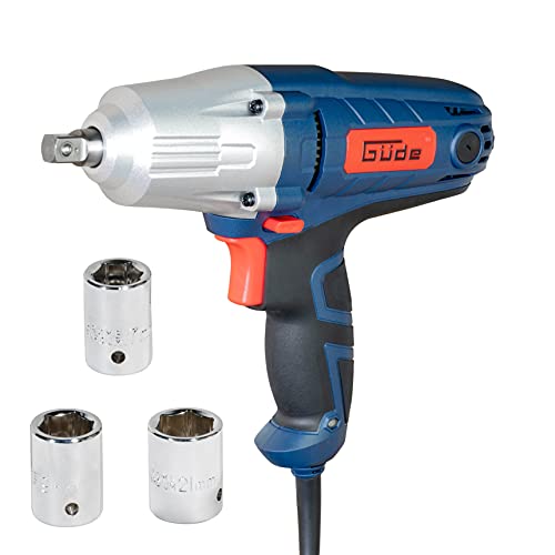 Güde Schlagschrauber ESS 350 (450 W, GS-geprüft, Drehmoment 350 Nm, Rechts-/Linkslauf, 3200 1/min, 1/2" Werkzeugaufnahme, inkl. 3 Stecknüsse (17/19/21) aus Chrom-Vanadium-Stahl & Transportkoffer) von Güde