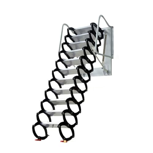 Al-Mg Alloy Telescopic Loft Ladder,Wall Mounted Stairs Folding Ladder Pull Down Alloy Attic Stairs with Armrests Household Working(3.1-3.5m) von esmen
