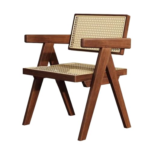 Gepolsterte Esszimmerstühle aus Rattan im Landhausstil mit Armlehne und Rückenlehne, Küchenstuhl Holz for das Esszimmer von esmen