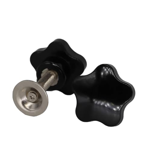 Klemmknopf mit Platte, M10 M12 45–60 mm Außengewinde-Rändelschraube mit Torx-Fünfsterngriff for die Holzbearbeitung Knopfschraube(Black-A,50mm) von esmen