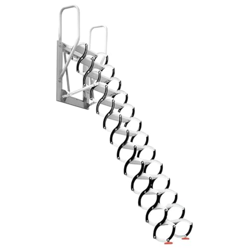 Manuell gesteuerte Klapptreppe aus Kohlenstoffstahl, Wandleiter, herunterklappbare Dachbodentreppe mit Armlehnen for vertikale Wände(2-2.5m) von esmen