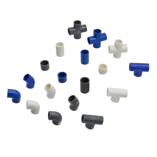PVC-Wasserversorgungsrohrverschraubung, T-Stück, Kreuz, gerader Winkel, gleicher Anschluss, Innendurchmesser 20 mm, Kunststoffverbindung, Bewässerungsadapter, 1 Stück(Blanc,45 Degrees connector) von esmen