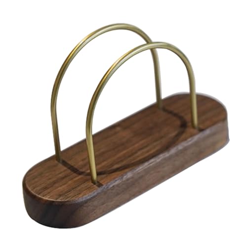 Papierhandtuchhalter aus Messing in Walnussholz, 2-in-1-Servietten- und Zahnstocher-Organizer for Restaurants, kommerzielle Retro-Hot-Pot-Shop-Tischset Serviettenständer(158 * 55 * 98mm) von esmen