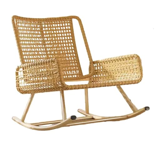 Relax-Schaukelsessel for die Freizeit, Rattan-Schaukelstuhl mit Kissen for draußen, Rasen, Garten, Pool, Hinterhof(Beige) von esmen