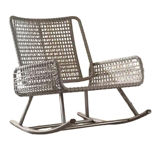 Relax-Schaukelsessel for die Freizeit, Rattan-Schaukelstuhl mit Kissen for draußen, Rasen, Garten, Pool, Hinterhof(Gris) von esmen