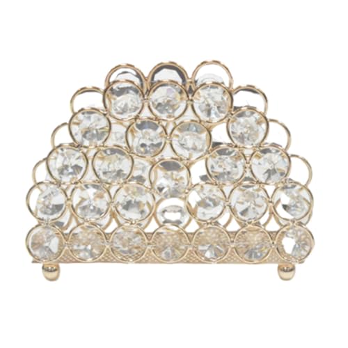 Taschentuchhalter aus Kristall, Schreibtisch-Organizer aus Metall und Glas, eleganter Serviettenspender in Gold/Silber for Wohnzimmer, Restaurant Serviettenständer(Gold) von esmen