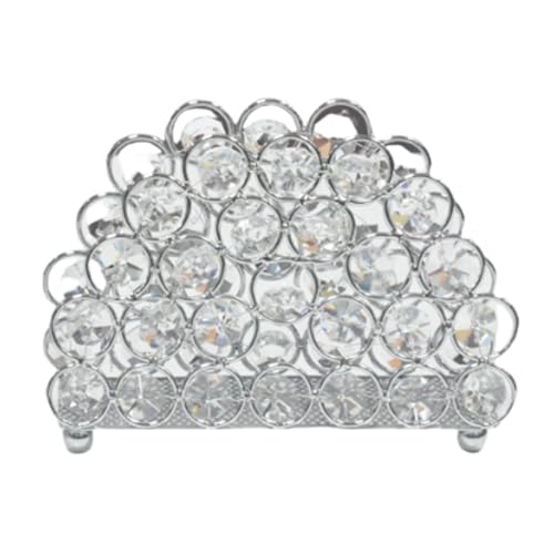 Taschentuchhalter aus Kristall, Schreibtisch-Organizer aus Metall und Glas, eleganter Serviettenspender in Gold/Silber for Wohnzimmer, Restaurant Serviettenständer(Silver) von esmen