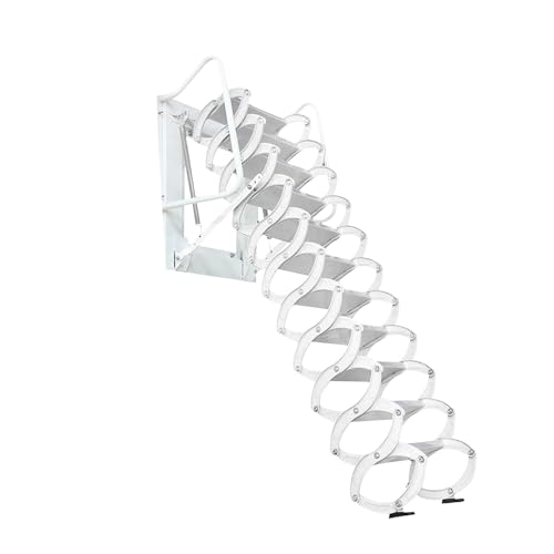 Teleskop-Dachbodenleiter aus Al-Mg-Legierung, manuell gesteuerte, herunterziehbare Treppe, an der Wand montierte Trittleiter for den Innen- und Außenbereich(3.25-3.5m) von esmen