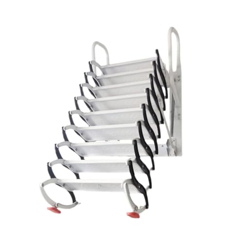 Teleskop-Dachbodenleiter aus Kohlenstoffstahl, Klapptrittleiter for den Dachboden zu Hause, Wandmontierte Teleskoptreppe for Dachbodenlager(2.5-3m/100-120in) von esmen