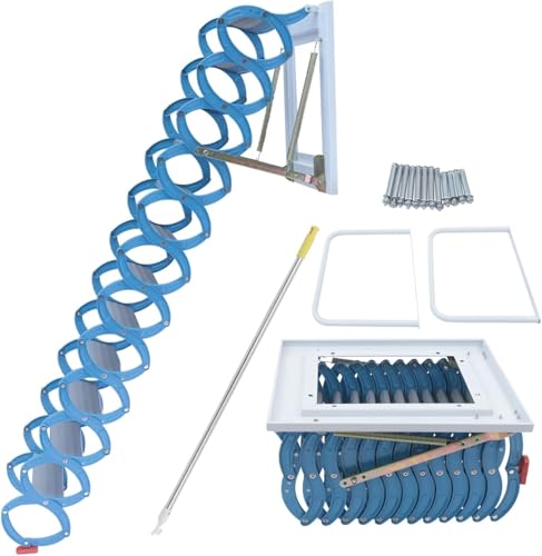 Teleskop-Dachbodenleiter aus Titan-Magnesium-Legierung, an der Wand montierte Dachbodenleiter, klappbare Trittleiter for die Sicherheit im Haushalt, einziehbare Treppe(2.5M-2.75M) von esmen