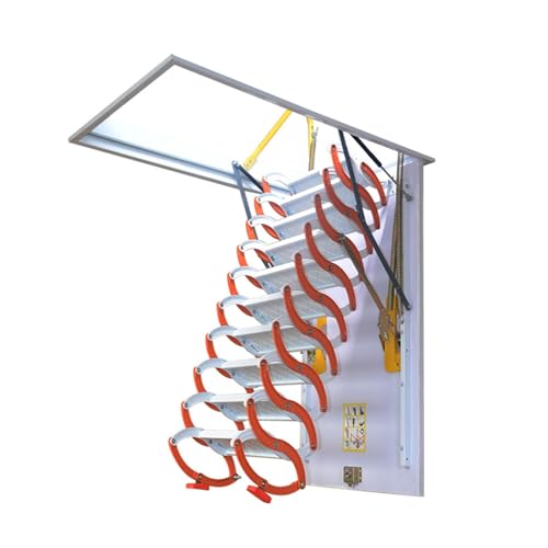 Teleskop-Dachbodenleiter aus legiertem Stahl, an der Wand montierte Klapptreppe, Teleskoptreppe for den Innenbereich zu Hause for Dachbodenlager(70 * 90m) von esmen