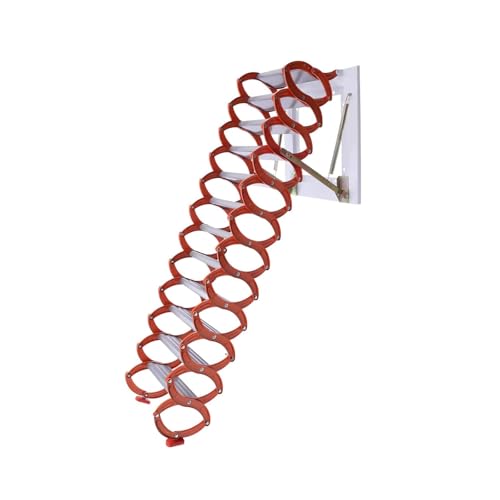 Wandmontierte, einziehbare Dachbodentreppe, Klappleiter aus Titan-Magnesium-Legierung mit rutschfesten Füßen, geeignet for den Außen- und Innenbereich(2.75m) von esmen