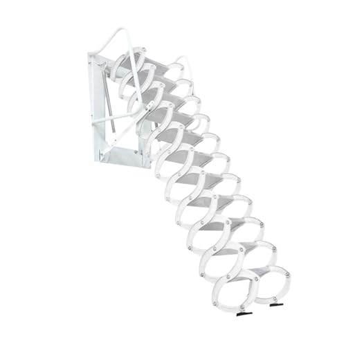Wandmontierte Dachbodenleiter, ausziehbare Dachbodenleiter aus Titan-Magnesium-Legierung, multifunktionale Dachbodentreppe for den Haushalt(3.75-4m) von esmen