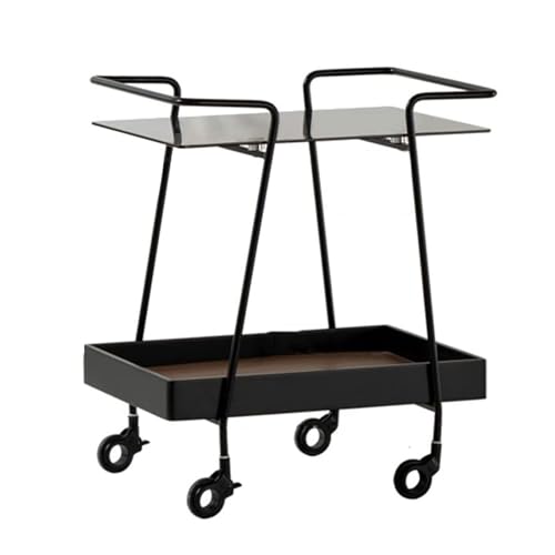 Wrought Iron End Table Movable Dining Car, Double Decker Trolley with Meal Storage & Rectangular Side Wrought Iron End Table Movable Dining Car, Double Decker Trolley with Meal Storage & Rectangular Side von esmen