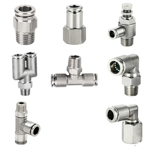 esmen 1 stücke 304 Edelstahl Luft Schlauch Fitting PC PCF PL SL Pneumatische Rohr Anschluss 18 14 38 12 M5 BSP Quick Release Rohr Armaturen(8-01,PC) von esmen