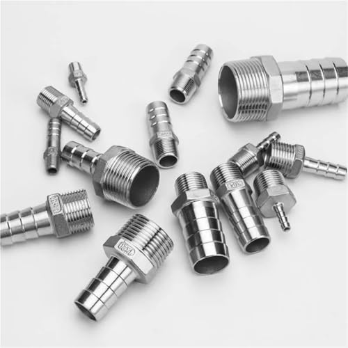 esmen 18 14 38 12 BSP Außengewinde Rohrverschraubung auf 6 8 10 12 mm ID Barb Schlauchanschluss Reduzierstück Multi Größe Edelstahl 304(3/8",10mm Tube) von esmen