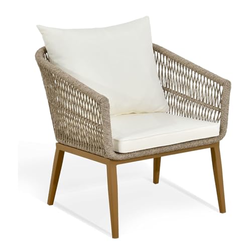 esmen Rattan-Akzentstuhl, PE-Rattan-Sessel for den Außenbereich, Sitzgelegenheiten for Terrasse, Hinterhof, Pool, Balkon von esmen