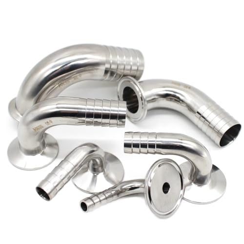 esmen SAP 1925323851mm OD SS304 Sanitärschlauch Barb Rohrverschraubung 1,52 Tri Clamp 50,5-64mm Zwinge 90 Grad-Winkelstück(2 pac,25mmx Ferrule 50.5) von esmen