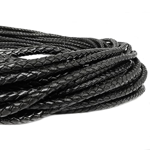 Lederschnur Rund geflochten 5 mm. Schwarz 1 m - Länge: wählbar Lederschnur Rund geflochten 5 mm. Schwarz 1 m - Länge: wählbar von esnado