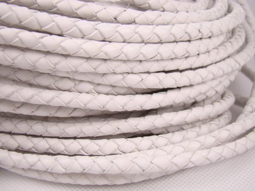 Lederschnur Rund geflochten. Durchmesser: 5 mm. Weiß 1 m - Länge: wählbar Lederschnur Rund geflochten. Durchmesser: 5 mm. Weiß 1 m - Länge: wählbar von esnado