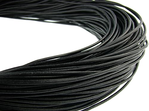 Lederband, Lederschnur, Lederriemen 5 m. Rund 2,0 mm. Schwarz Lederband, Lederschnur, Lederriemen 5 m. Rund 2,0 mm. Schwarz von esnado