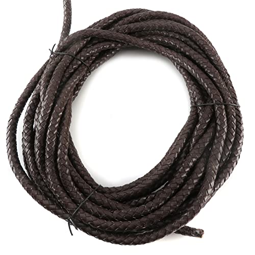 esnado Lederband-Bolaband rund geflochten | 10 mm | Farbe: Braun | Länge: 3 Meter | ECHTES Leder - pflanzlich gegerbt | zum Basteln | Herstellung von Armbändern, Schmuck von esnado