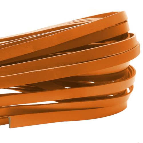 esnado Lederband Flach 10 mm x 2 mm. Orange - 50 Meter von esnado