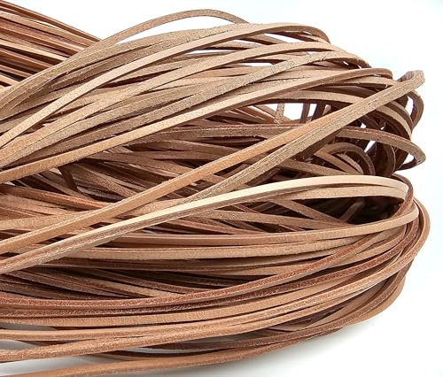 esnado Lederband Flach Eckig 3 mm × 2 mm | Natur 5 Meter – 100% Rindsleder, pflanzlich gegerbt – ideal für Schmuck, Bastelarbeiten & Flechtprojekte von esnado
