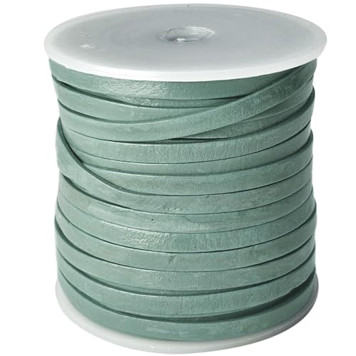 esnado Lederband flach | Breite 4 mm, Dicke 1 mm | Länge: 5 Meter | Farbe: Aqua | ECHTES Leder - pflanzlich gegerbt | zum Basteln | Herstellung von Schmuck von esnado