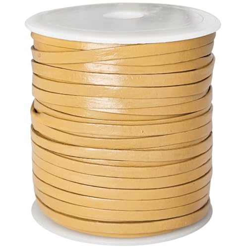 esnado Lederband flach | Breite 4 mm, Dicke 1 mm | Länge: 3 Meter | Farbe: Creme | ECHTES Leder - pflanzlich gegerbt | zum Basteln | Herstellung von Schmuck esnado Lederband flach | Breite 4 mm, Dicke 1 mm | Länge: 3 Meter | Farbe: Creme | ECHTES Leder - pflanzlich gegerbt | zum Basteln | Herstellung von Schmuck von esnado