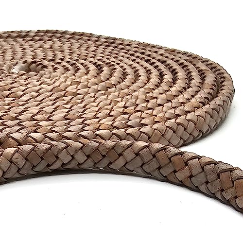 esnado Lederband geflochten oval | Breite: 10 mm | Dicke: 6 mm | Farbe: Natur Beige | Länge: 2 Meter | ECHTES Leder - pflanzlich gegerbt von esnado